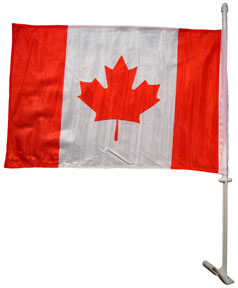 Canada window flag with plastic pole & mounting bracket