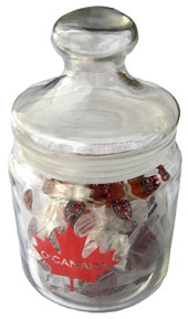 O'Canada Glass Jar filled with maple candies