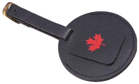 O'Canada Luggage Tag (leather with red maple leaf)
