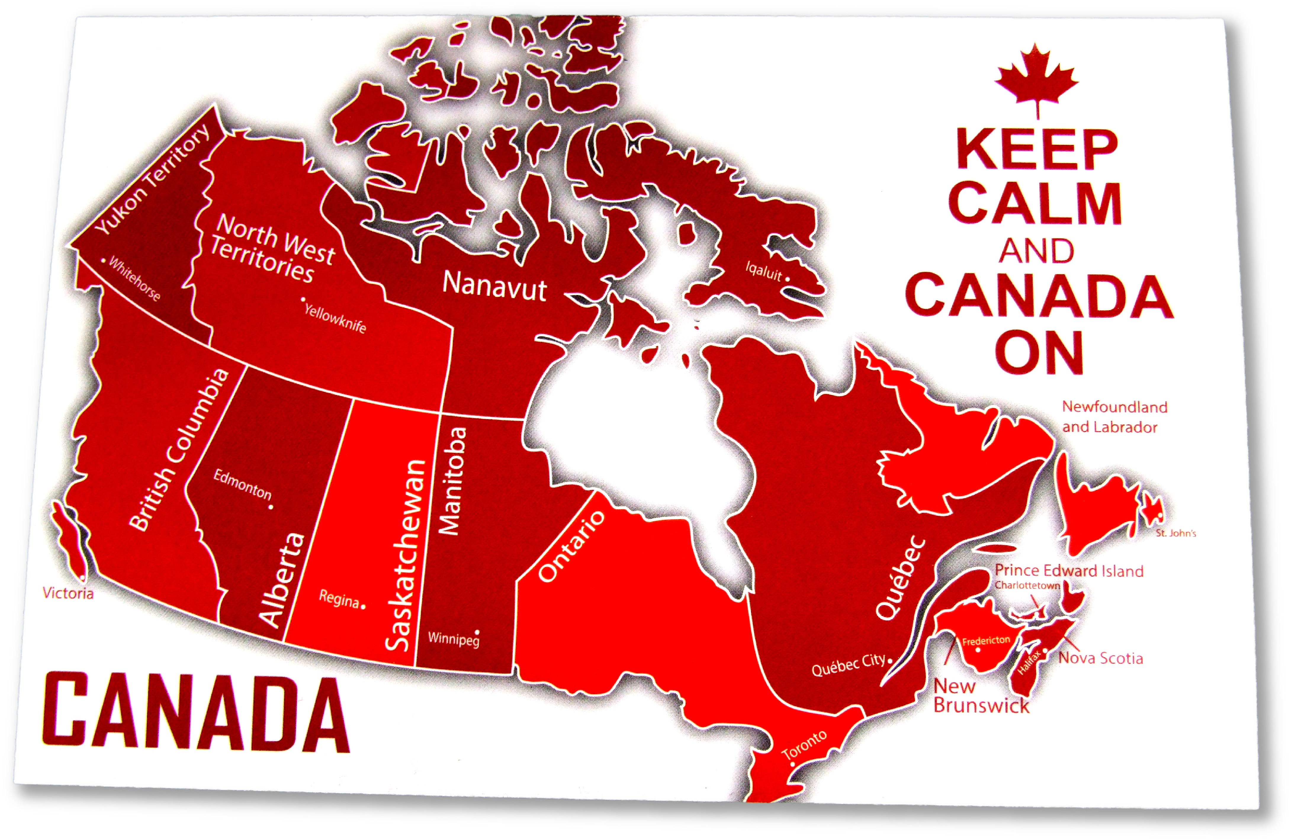 Map of Canada Leaf Postcard
